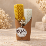 Conjunto de Velas Artesanais em Cera de Abelha — Mel & Bergamota